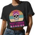 Pagets Disease Warrior Skull Women Vintage Pink Ribbon Pagets Disease Pagets Disease Awareness Women Cropped T-shirt