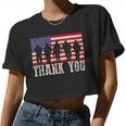 Patriotic American Flag Thank You For Men Women Kid Girl Boy Women Cropped T-shirt