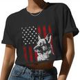 Patriotic German Shepherd American Flag Dog V2 Women Cropped T-shirt