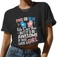 Pink Or Blue We Love You Baby Announcet Gender Reveal Women Cropped T-shirt