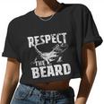 Respect The Beard Bearded Dragon Dad Mom Women Cropped T-shirt