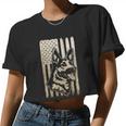 Rustic American Flag Meaningful Patriotic German Shepherd Dog Lover Women Cropped T-shirt