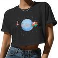 Santa Claus Riding Flamingo Women Cropped T-shirt