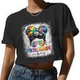 Sixth Grade Vibes Messy Hair Bun Girl Back To School First Women Cropped T-shirt