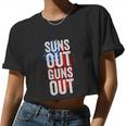 Suns Out Guns Out Tank Top Men Women 4Th Of July Usa Flag Women Cropped T-shirt