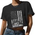 Truck Driver American Flag Trucker Vintage Women Cropped T-shirt