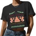 Ugly Christmas Sweater Burger Happy Holidays With Cheese V14 Women Cropped T-shirt
