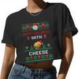 Ugly Christmas Sweater Burger Happy Holidays With Cheese V3 Women Cropped T-shirt