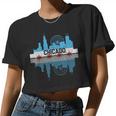 Vintage Chicago Illinois Flag Skyline Women Women Cropped T-shirt