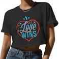 Womens Love Wins Gay Lesbian Rainbow Line Support Lgbt Pride Women Cropped T-shirt