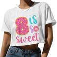 8 Is So Sweet Girls 8Th Birthday Donut Women Cropped T-shirt