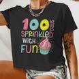 100 Days Sprinkled With Fun Cupcake 100Th Day Of School Girl Women Cropped T-shirt