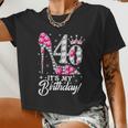 40 Years Old It's My 40Th Cool Birthday Pink Diamond Shoes Women Cropped T-shirt