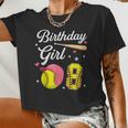 8Th Birthday Softball Player Themed Girls Eight 8 Years Old Women Cropped T-shirt