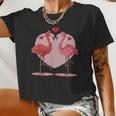 Animal Love Valentines Day Cute Flamingo Pink Heart Women Cropped T-shirt
