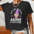 Anime And Sketching Just A Girl Who Loves Anime Sketching Women Cropped T-shirt