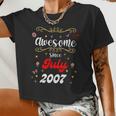 Awesome Since July 2007 Birthday Flowers Butterflies Women Cropped T-shirt