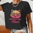 Birthday Girl Vibes Colorful Cat Kitty Leopard Eyes Girls Women Cropped T-shirt