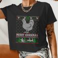 Chicken Rooster Merry Chickmas Ugly Christmas Women Cropped T-shirt