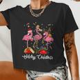 Cute Flamingo Merry Christmas Women Cropped T-shirt
