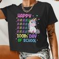 Cute Unicorn Happy 100Th Day Of School Unicorn Girls Teacher Women Cropped T-shirt