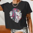 Cute Unicorn Valentines Day Girls Women Cropped T-shirt