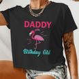 Daddy Of The Birthday Girl Flamingo Birthday Women Cropped T-shirt