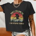 Don't Follow Me I Do Stupid Things For Retro Vintage Skiing Women Cropped T-shirt