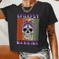 Epilepsy Warrior Skull Women Vintage Purple Ribbon Epilepsy Epilepsy Awareness Women Cropped T-shirt