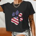 Dog Paw American Flag Cute 4Th Of July Women Cropped T-shirt