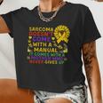 Sarcoma Mother Quote Sunflower With Butterflies Women Cropped T-shirt