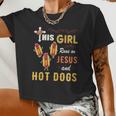 Watercolor Girl Run On Jesus And Hot Dogs Women Cropped T-shirt