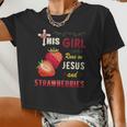 Watercolor Girl Run On Jesus And Strawberries Women Cropped T-shirt