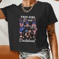 This Girl Loves Usa And Her Dog 4Th Of July Dachshund Dog Women Cropped T-shirt