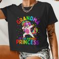 Grandma Of The Birthday Princess Girl Dabbing Unicorn Women Cropped T-shirt