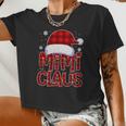 Grandma Mimi Claus Plaid Xmas Pajama Matching Women Cropped T-shirt