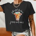 Just A Girl Who Loves Jesus And Cows Farmer Christian Women Cropped T-shirt