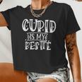 Kids Cute Valentines Day And Girls Cupid Is My Bestie Women Cropped T-shirt