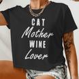 Mens Cat Mother Wine Lover Alcohol Vintage Tee Women Cropped T-shirt