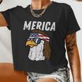 Merica Bald Eagle Mullet Sunglasses Fourth July 4Th Patriot Cool V2 Women Cropped T-shirt