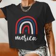 Merica Rainbows 4Th Of July Usa Flag Plus Size Graphic Tee For Men Women Family Women Cropped T-shirt