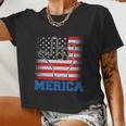 Merica Rock Sign 4Th Of July Vintage Plus Size Graphic Shirt For Men Women Famil Women Cropped T-shirt
