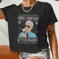 Merry Xmas Let's Go Brandon Ugly Christmas Sweater Ice Cream Women Cropped T-shirt