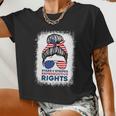 Messy Bun American Flag Stars Stripes Reproductive Rights Meaningful V2 Women Cropped T-shirt