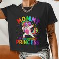 Mommy Of The Birthday Princess Girl Cool Dabbing Unicorn Mom Women Cropped T-shirt