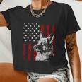 Patriotic German Shepherd American Flag Dog V2 Women Cropped T-shirt