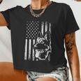 Patriotic German Shepherd American Flag Dog Lover V2 Women Cropped T-shirt