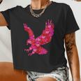 Pink Red Heart Valentines Day Girls Eagle Women Cropped T-shirt