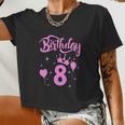 Princess Birthday Girl 8 Year Old Birthday Girl Women Cropped T-shirt