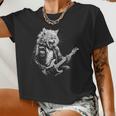 Rock Cat Playing Guitar Guitar Cat Womens Women Cropped T-shirt